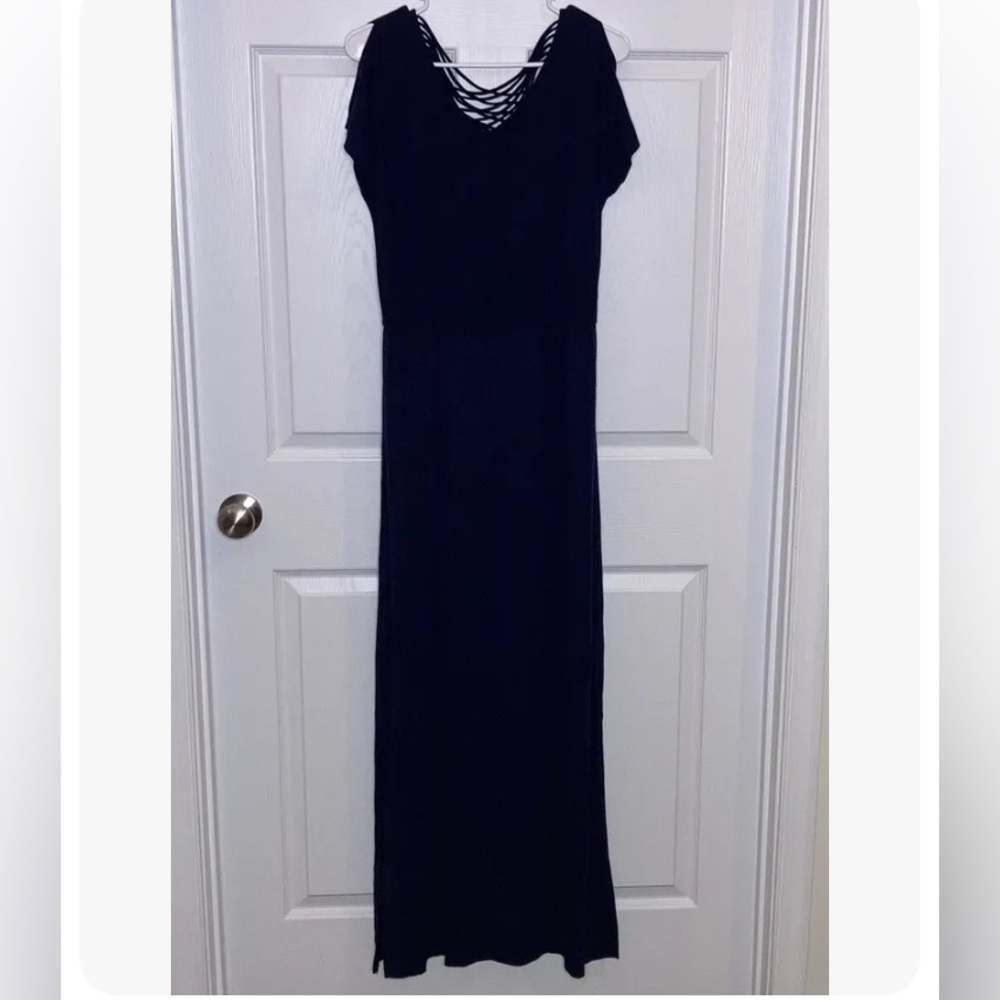 Chico’s 0 S Blue Maxi Crisscross Back Dress